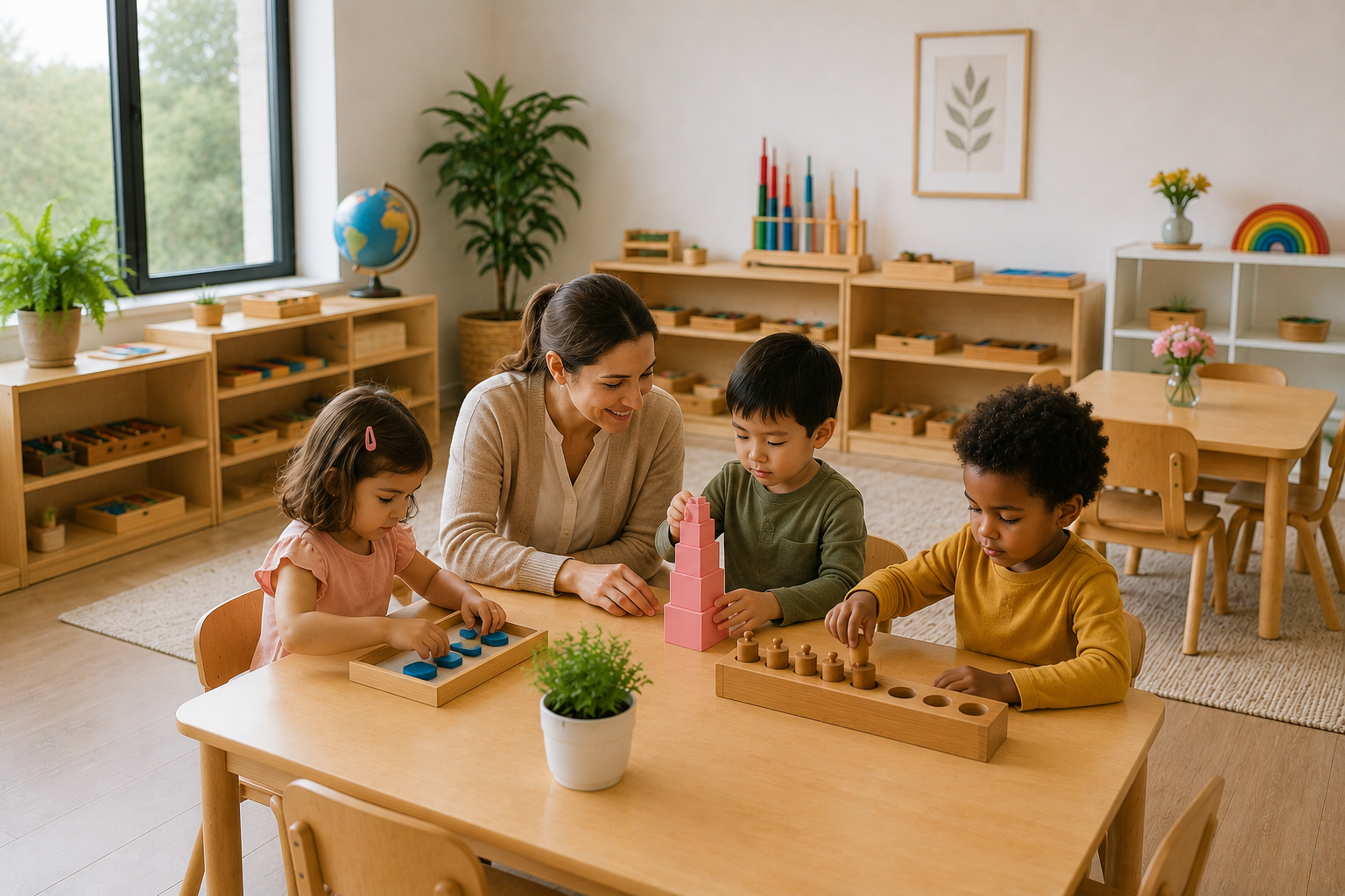 Teacher Engaging with Children in a Day Care Porter Ranch Classroom